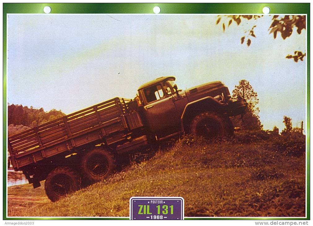 FICHE CARTONNE 25x18.5 CM CAMION DOC.AU DOS VOIR SCAN SERIE PORTEUR 1968 ZIL 131 - Trucks