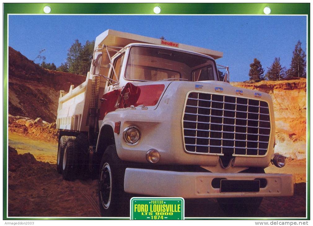 FICHE CARTONNE 25x18.5 CM CAMION DOC.AU DOS VOIR SCAN SERIE PORTEUR 1974 FORD LOUISVILLE LTS 8000 - Camions