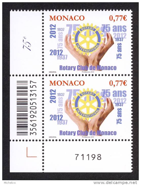 Monaco 2012 - Yv N° 2831 ** - 75 Ans Du Rotary Club - Unused Stamps