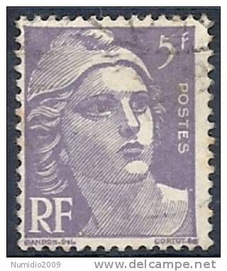 1951 FRANCIA USATO MARIANNA DI GANDON 5 F - FR601 - 1945-54 Marianne Of Gandon