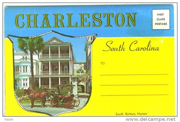 Amérique Etats Unis  Greetings  From Charleston  Carnet Dépliant De 14 Cartes Anciennes  Non Utilisé Rare  TBE - Charleston