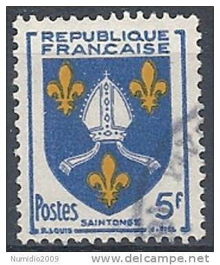 1954 FRANCIA USATO STEMMI DI PROVINCE FRANCESI 5 F - FR608 - 1941-66 Coat Of Arms And Heraldry