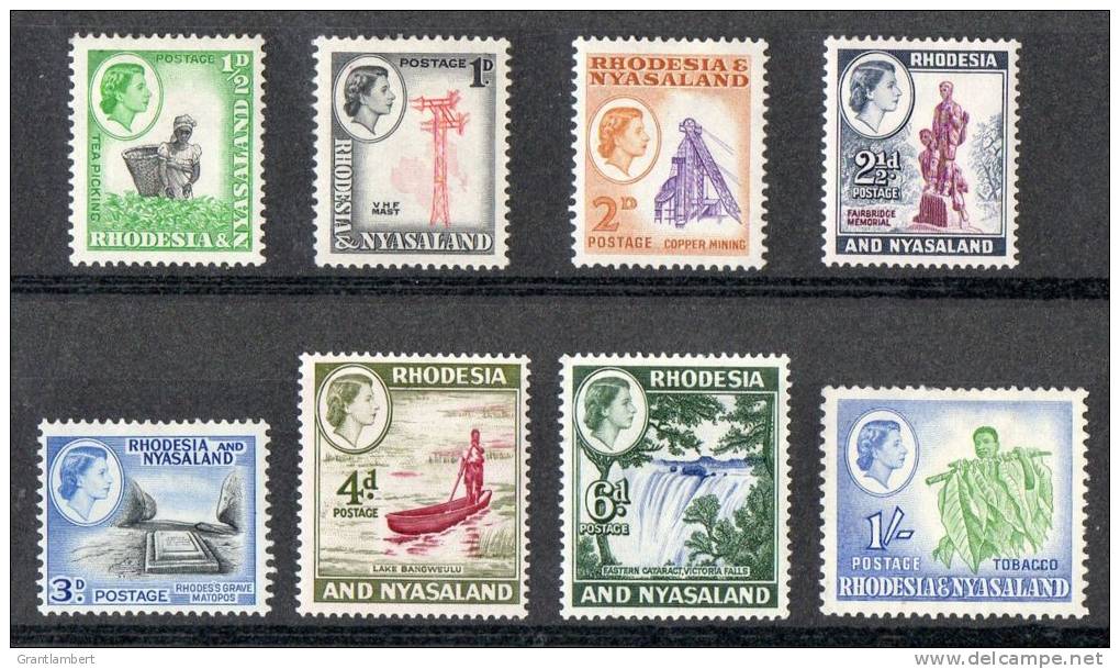 Rhodesia &amp; Nyasaland 1959 Definitives  8 Values MH - Rhodesië & Nyasaland (1954-1963)