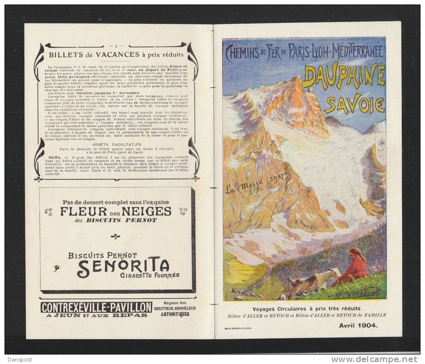 Chemins De Fer De Paris Lyon Mediterranee Dauphine Savoie 1904 - Europa