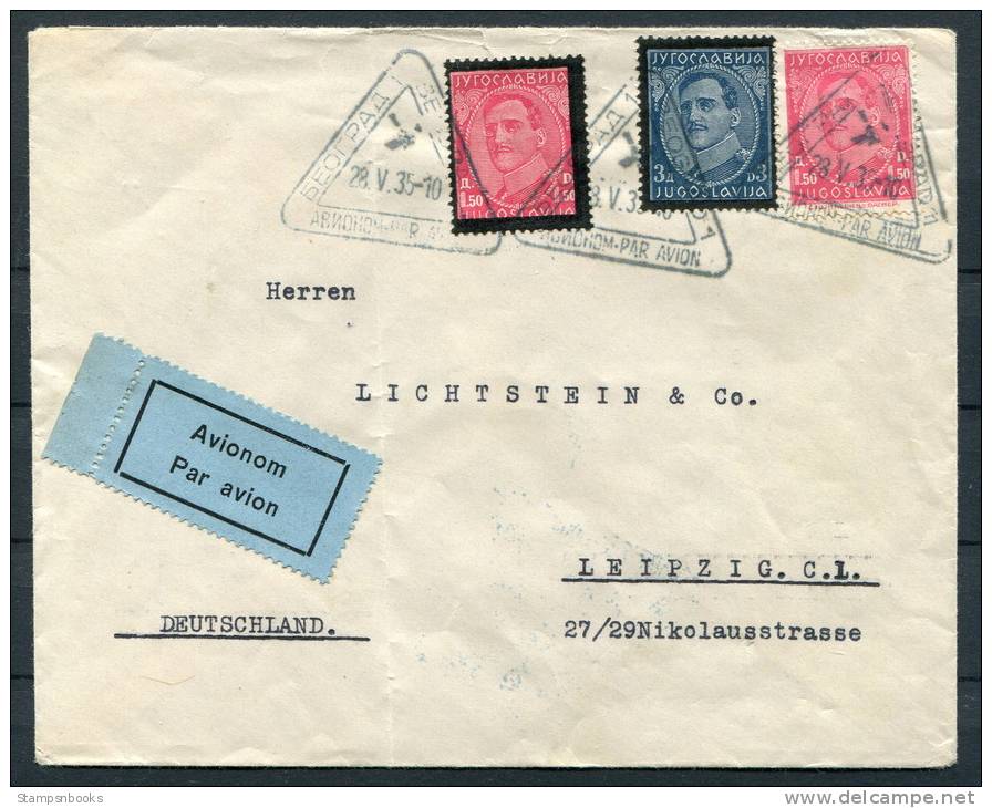 1935 Belgrade Serbia Airmail Cover To Leipzig Germany - Serbia