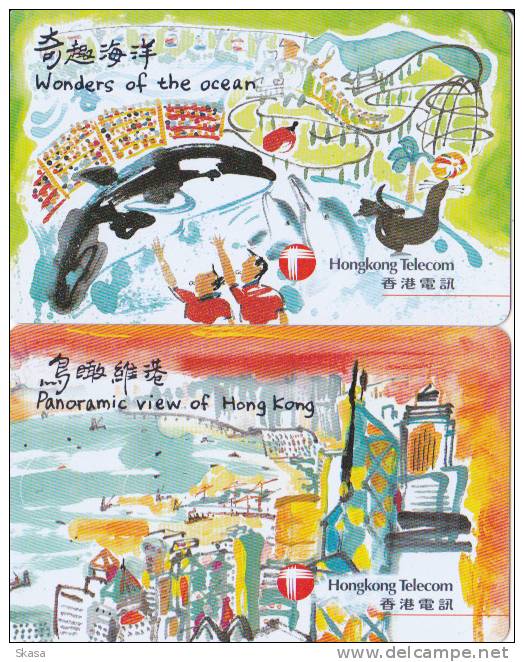 Hong-Kong 2 Cartes Prepaid Panoromic View 100$ Et Wonders Of Ocean 50$ - Hong Kong