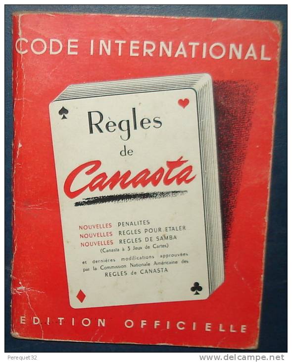 Code International .Regles De CANASTA.Dim15x10,5.64 Pages - Giochi Di Società