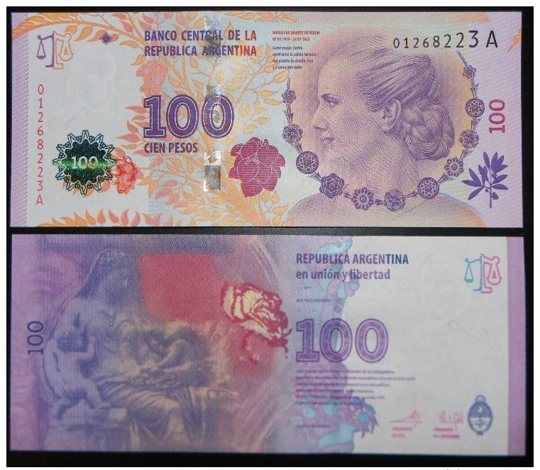 ARGENTINA. ARGENTINE. New Commemorative 100 Pesos 2012 EVA PERON. ** UNC ** Crisp New - Argentine