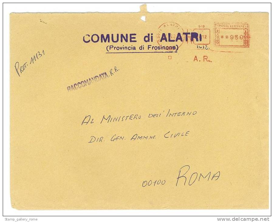 ALATRI  03011  FROSINONE   ANNO 1981 -  AMR   FTO 18X24 -STORIA POSTALE DEI COMUNI D´ITALIA - POSTAL HISTORY - Macchine Per Obliterare (EMA)