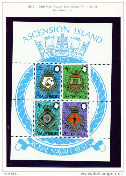 ASCENSION - 1973  Royal Navy Crests Miniature Sheet  Unmounted Mint - Ascension (Ile De L')