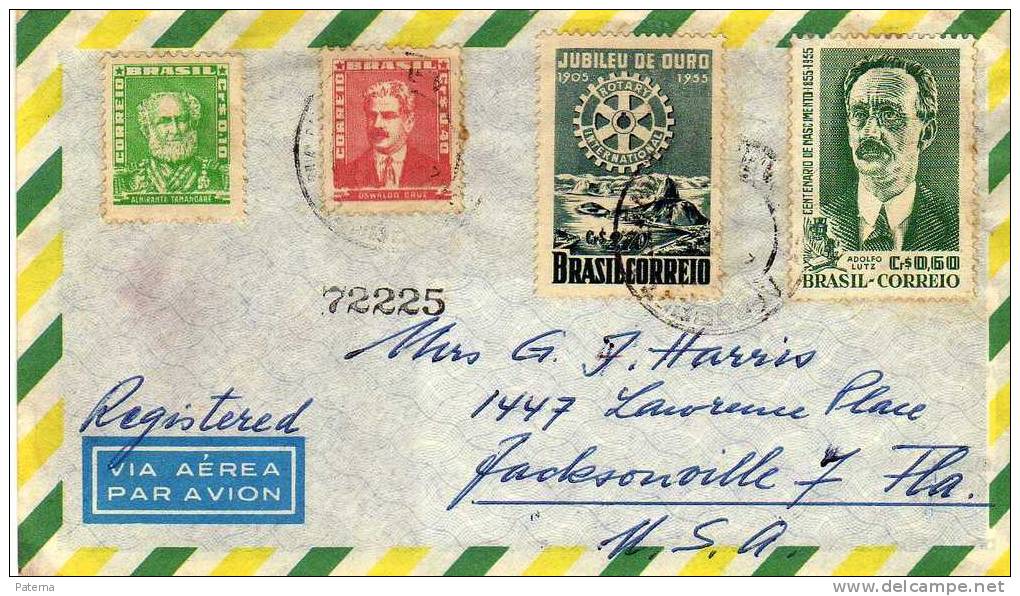 3484  Carta Aérea, Certificada  Brasil 1956 - Briefe U. Dokumente