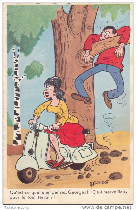 CPA De 1964 - Fantaisie Illustrateur A. Gondot - Humour Scooter - Gondot