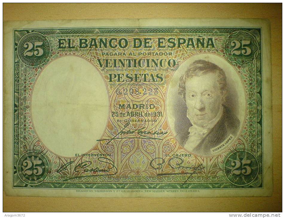 25 Pesetas Vicente Lopez 1931 - 25 Peseten