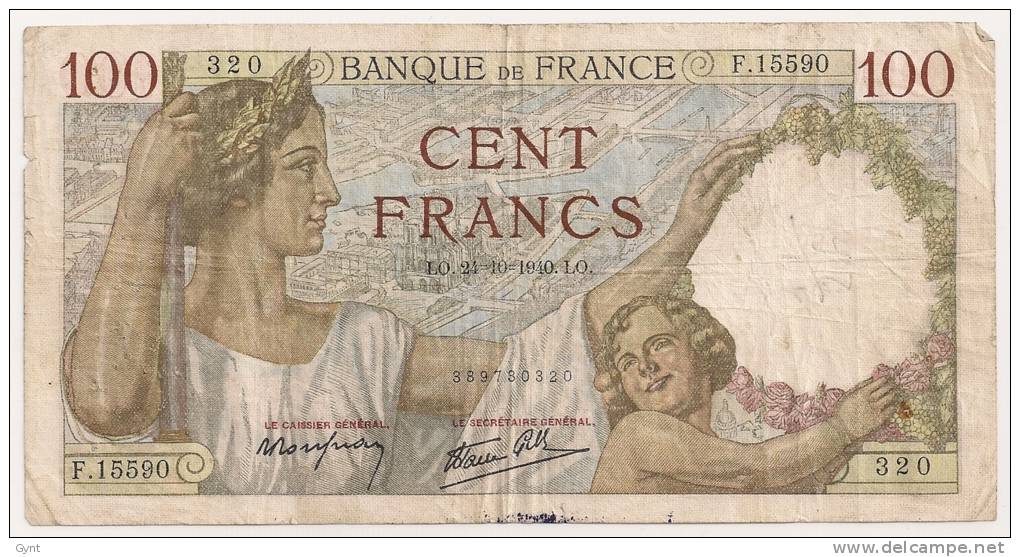 100 FRANCS SULLY 24.10.1940 - 100 F 1939-1942 ''Sully''