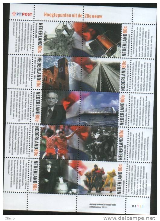 Olanda Pays-Bas Nederland 1999  Foglietto Avvenimenti XX Secolo  ** MNH - Unused Stamps