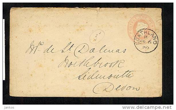 GB QV Postal Stationery 1d Pink Envelope EP31 Used Coathland Sidmouth (U427) - Entiers Postaux