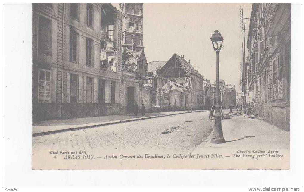 CPA-62-ARRAS 1919-ANCIEN COUVENT DES URSULINES-LE COLLEGE DES JEUNES FILLES-EN RUINE APRES LES BOMBARDEMENTS - Arras