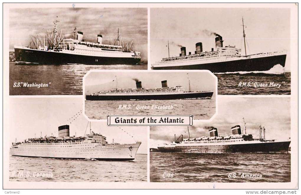 GIANTS OF THE ATLANTIC S.S. WASHINGTON R.M.S. QUEEN MARY R.M.S. CARONIA  S.S. AMERICA BOAT PAQUEBOT - Steamers