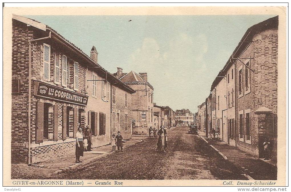 51 GIVRY EN ARGONNE GRANDE RUE LES COOPERATEURS ANIMEE  2 SCANS - Givry En Argonne