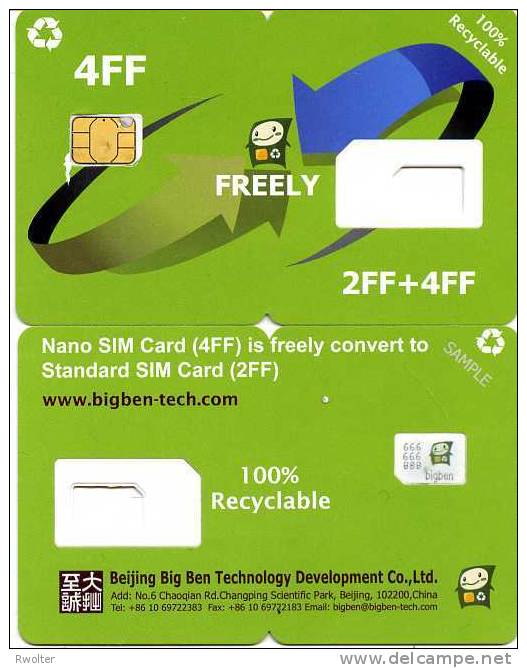 @+ Carte GSM - SIM Démonstration - Puce Avec Encoche : Freely (verso SAMPLE) - Mobicartes (GSM/SIM)