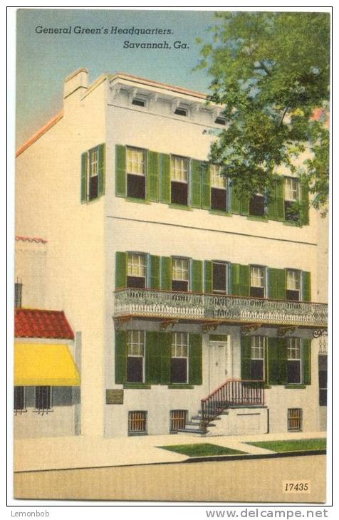 USA, General Green's Headquarters, Savannah, GA,  Unused Postcard [12476] - Savannah