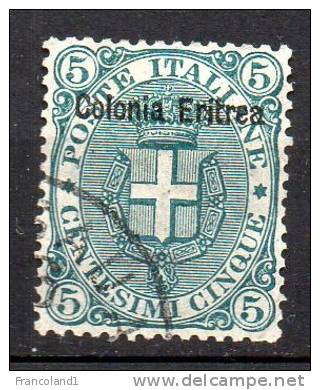 1893 Eritrea Sovrast. N. 3 Timbrati Used - Erythrée