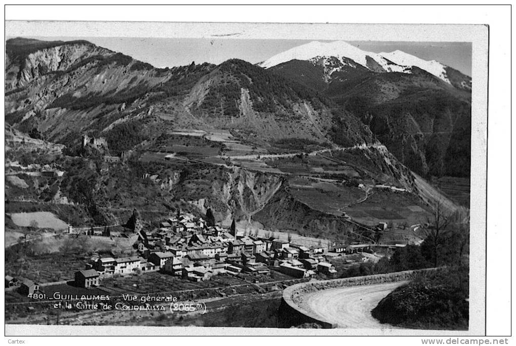 Cpsm	GUILLAUMES	Vue Générale Et  La Cime De Courbaissa 1951 ( 06 ) Carte Photo - Autres & Non Classés