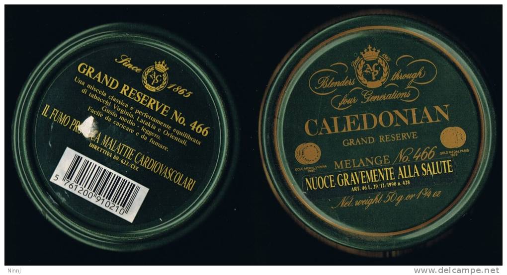 Italia 1 Contenitore Di Tabacco Vuoto In Metallo (completo) "CALEDONIAN"  Verde - Schnupftabakdosen (leer)