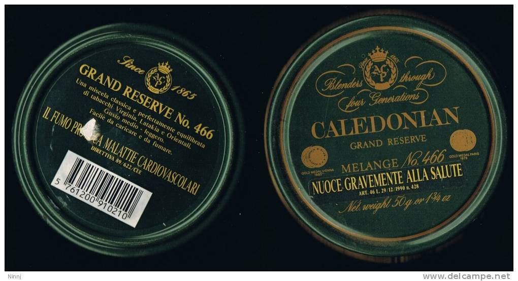 Italia 1 Contenitore Di Tabacco Vuoto In Metallo (completo) "CALEDONIAN"  Verde - Contenitori Di Tabacco (vuoti)