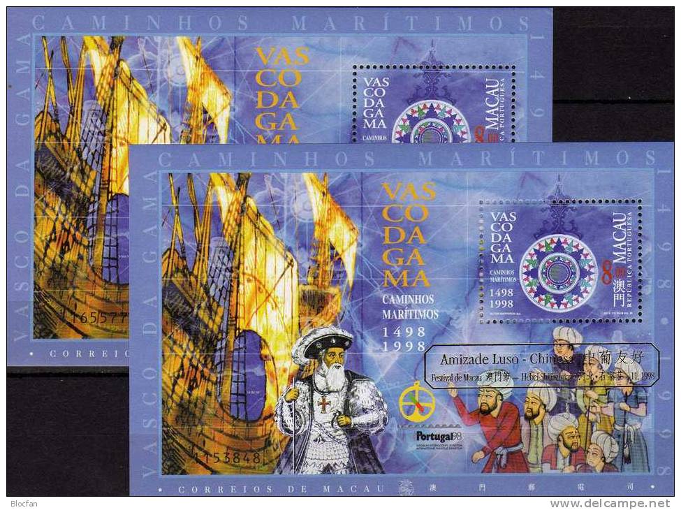 Chinesische Festival 1998 MACAU Block 54 II Plus III ** 9€ Seeweg Nach Indien Bf Overprint Bloc Ship Sheet Bf Macao - Verzamelingen & Reeksen