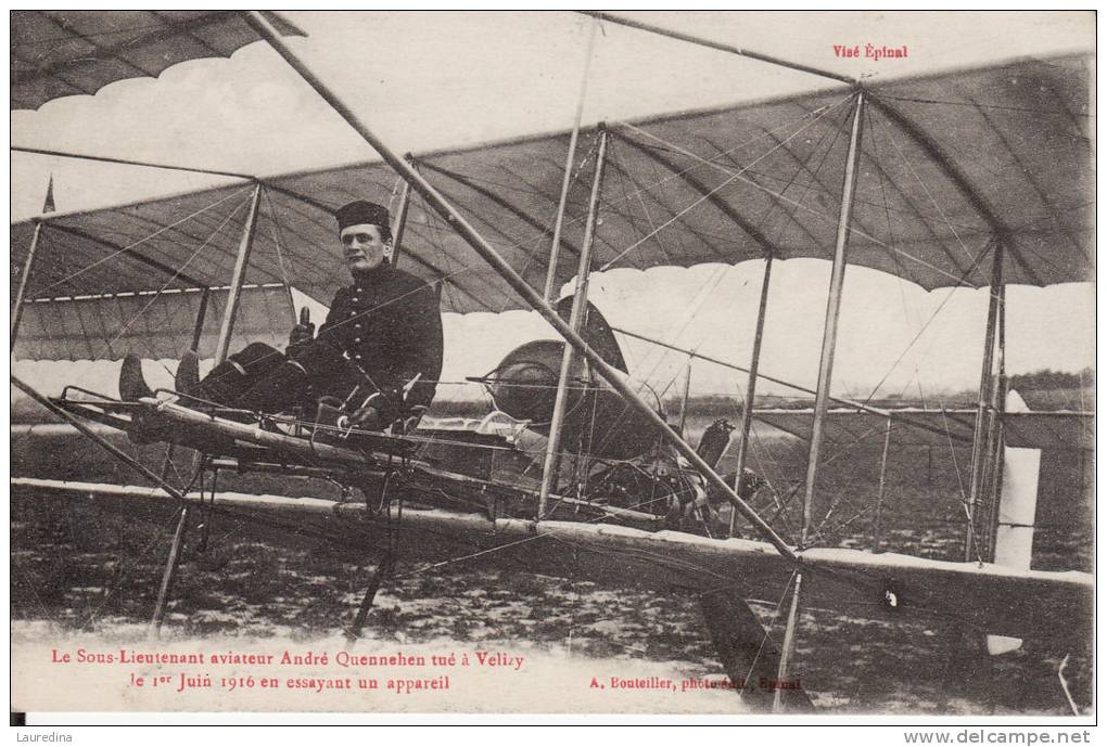 CP LE SOUS LIEUTENANT AVIATEUR ANDRE QUENNEHEN TUE A VELIZY LE 1er JUIN 1916 EN ESSAYANT UN APPAREIL - ECRITE EN 1916 - 1914-1918: 1ste Wereldoorlog