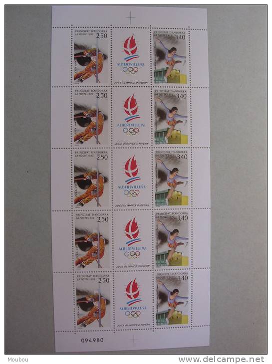 Andorre Français - Jeux Olympiques D'Albertville - Mini Feuille De 5 Dyptiques - Unused Stamps