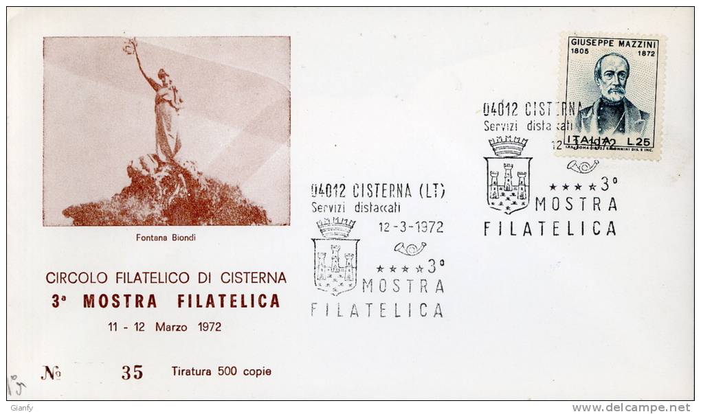 CISTERNA 3a MOSTRA FILATELIA 1972 ANN SPEC - Esposizioni Filateliche