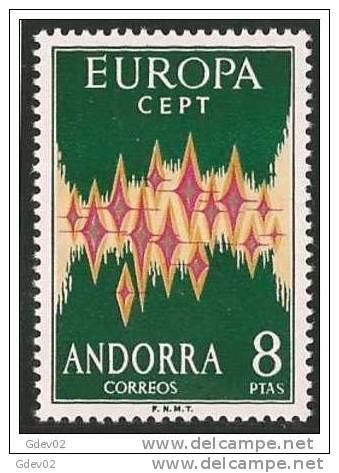 AND72-3898TVF.España Spain.Andorre. ANDORRA  ESPAÑOLA EUROPA.1972(Ed 72** ).sin Charnela. LUJO - Fantasy Labels