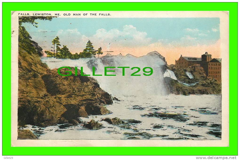 LEWISTON, MAINE - FALLS - OLD MAN OF THE FALLS - TRAVEL IN 1923 - - Lewiston