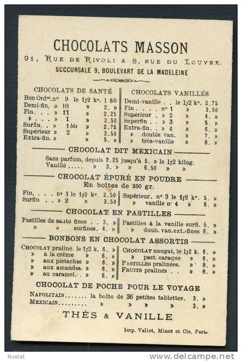 Chocolat Masson, Chromo Dorée, Bord De Mer, Pêche, Jeunes Filles, Bredouille, Lith. Vallet Minot - Other & Unclassified