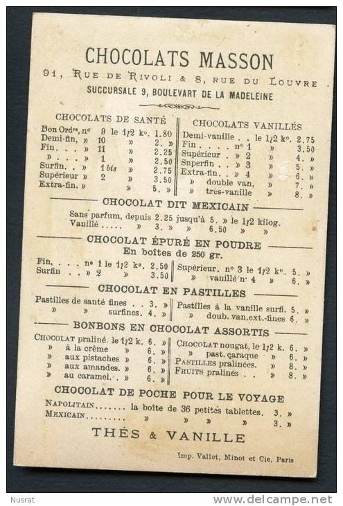 Chocolat Masson, Chromo Dorée, Bord De Mer,  Jeunes Filles, Pêche Aux Crevettes, Lith. Vallet Minot - Other & Unclassified