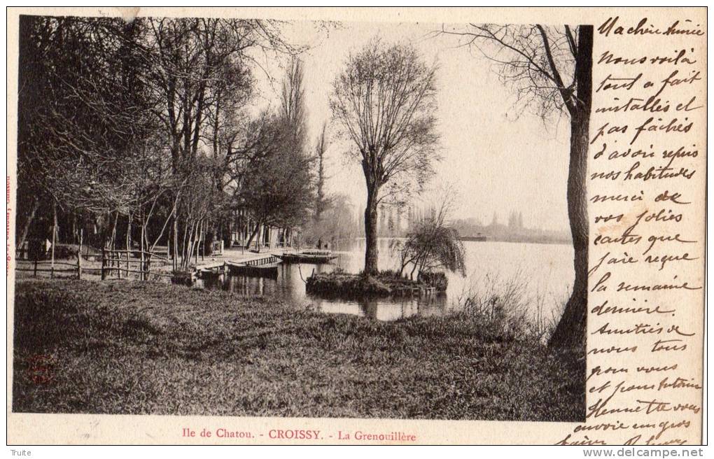 ILE DE CHATOU CROISSY LA GRENOUILLERE  CARTE PRECURSEUR - Croissy-sur-Seine