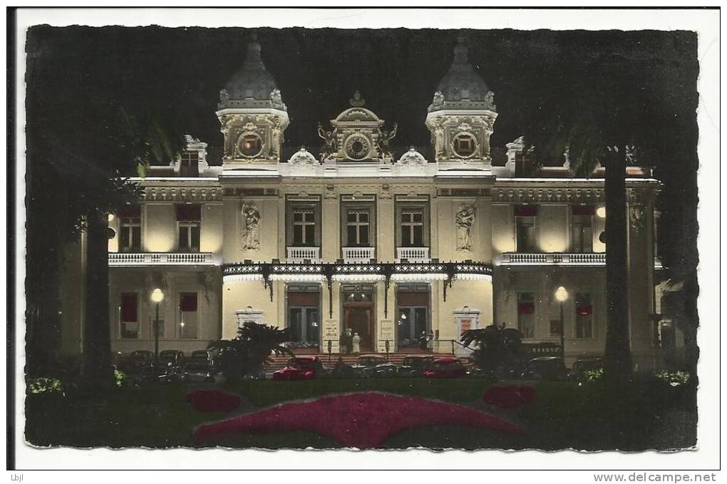 MONTE CARLO ( MONACO ) , Les Jardins Et Le Casino La Nuit , + Cachet Au Dos " PALAIS DE MONACO " - Casino