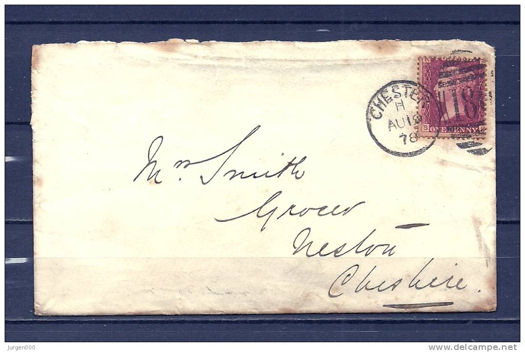 Yvert N° 26 Op Brief Van Chester Naar Chester - Cancel 180 - 19/08/1878 (GA6720) - Briefe U. Dokumente