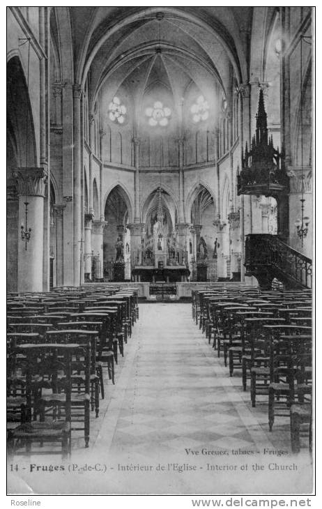 62  FRUGES    PAS DE CALAIS  -  EGLISE  INTERIEUR  - CPA   N/B  9x14  BE - Fruges