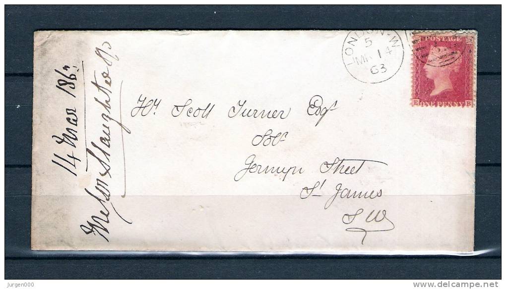 Yvert N° 26 Op Brief Van London - 14/03/1863 (GA6691) - Covers & Documents