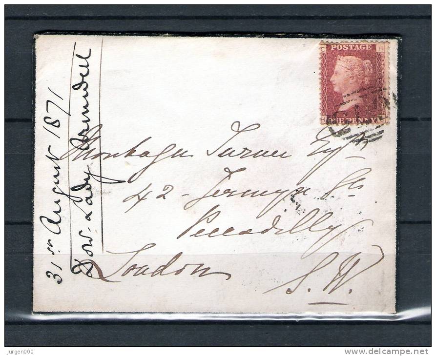 Yvert N° 26 Op Brief Naar London 31/08/1871 (GA6693) - Brieven En Documenten