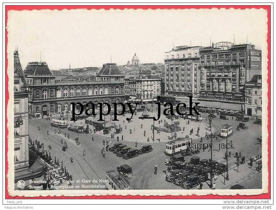 Belgium Gare Du Nord Photo1938 Place Rogier Tramway, Vintage Cars, Transport Square, Architecture, Animation - Transport Urbain En Surface