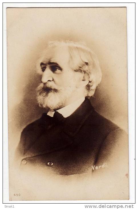 FAMOUS PEOPLE MUSICIANS GIUSEPPE VERDI 1813-1901 ITALIAN COMPOSER Nr. 490 OLD POSTCARD - Singers & Musicians