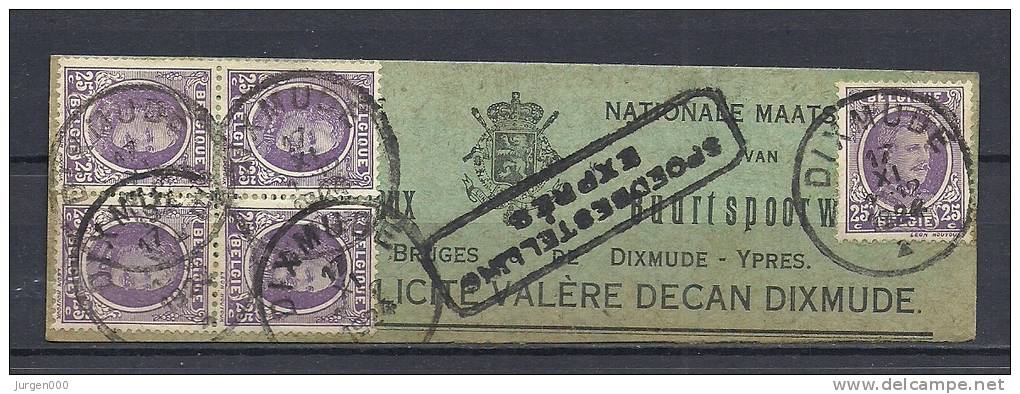 Nr 198 Op Briefstukje Dixmude Spoedbesteling Expres 17/11/1924 (GA5492) - 1922-1927 Houyoux