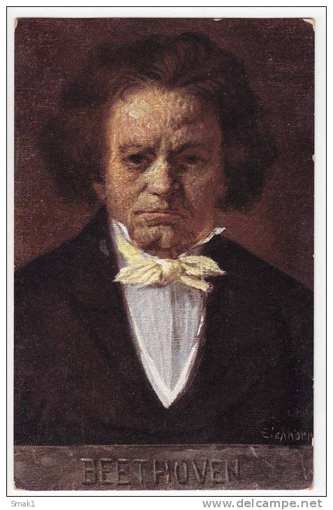 FAMOUS PEOPLE MUSICIANS LUDWIG VAN BEETHOVEN 1770-1827 GERMAN COMPOSER B.K.W.I. Nr. 874-4 OLD POSTCARD - Singers & Musicians