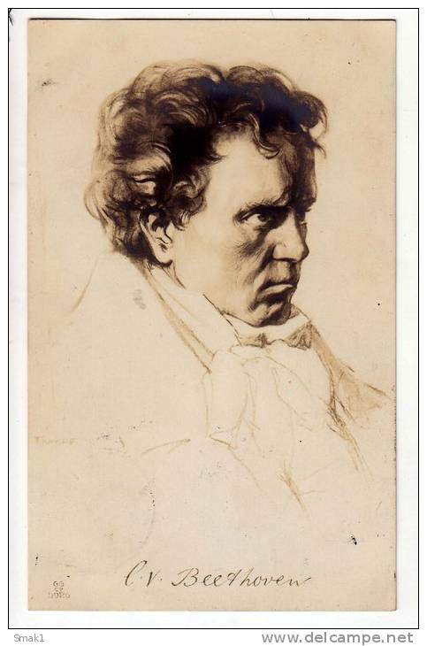 FAMOUS PEOPLE MUSICIANS LUDWIG VAN BEETHOVEN 1770-1827 GERMAN COMPOSER GGC Nr. 5926 OLD POSTCARD 1913. - Singers & Musicians