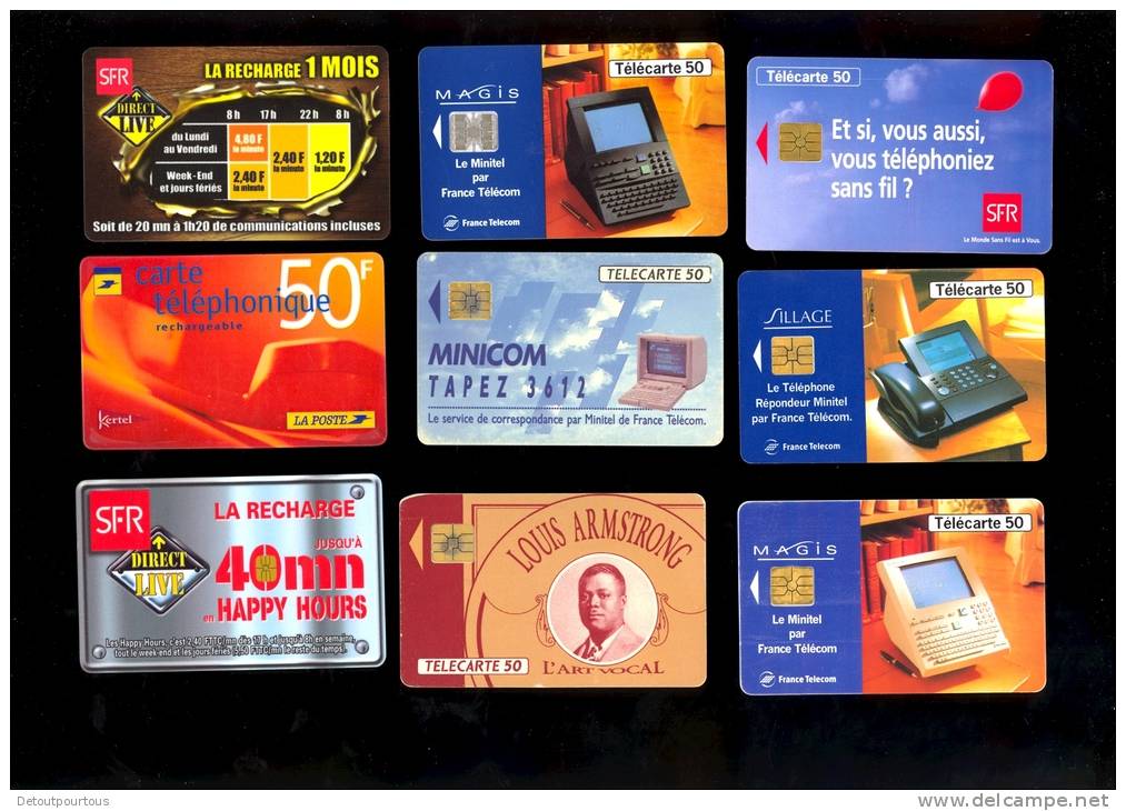 LOT collection de 120 télécartes FRANCE c.1990 publicités & séries France Telecom Loto sncf cinéma Tour cycliste +++