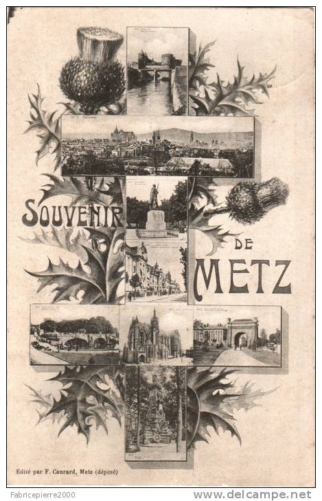 CPA 57 (Moselle) - Souvenir De Metz, Multivues - Chardon Et Croix De Lorraine 1908 - Metz